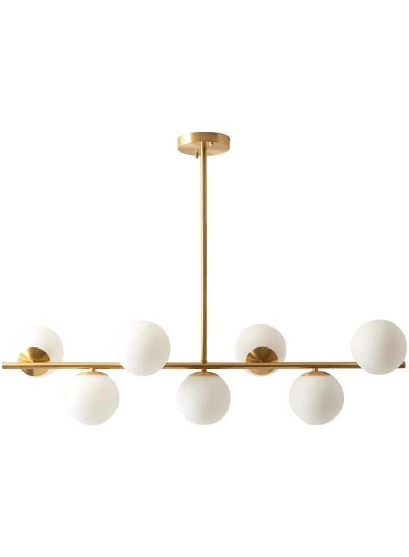 ALMIFTAH AL MIFTAH Lighting Modern Gold Chandelier with White Globe Sputnik Chandelier Pendant Light Frosted Globe Glass Adjustable Hanging Ceiling Light for Dining Room Living Room Kitchen (Gold) - Image 1